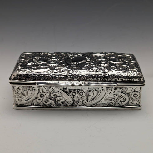 1896 British antique sterling silver box 160g George Nathan